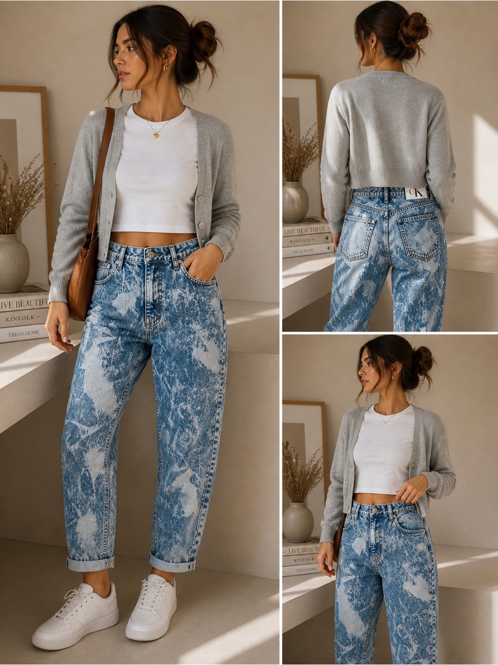 Calvin Klein CK Monogram Acid Wash Mom Jeans NWT High Rise W30 L28